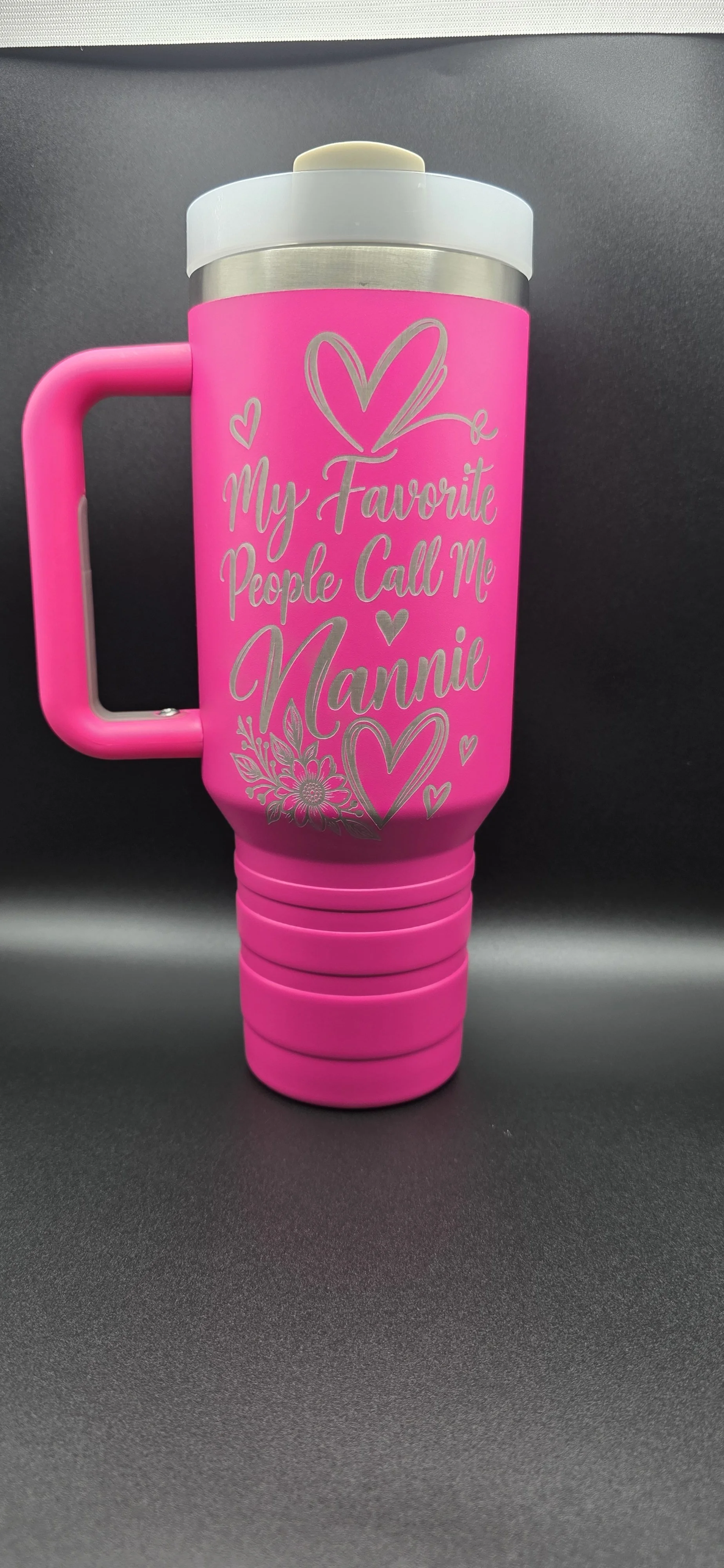 Personalized 40 oz Grandma Tumbler Fixed Handle—Hot Pink or  Your Choice of Name & Color