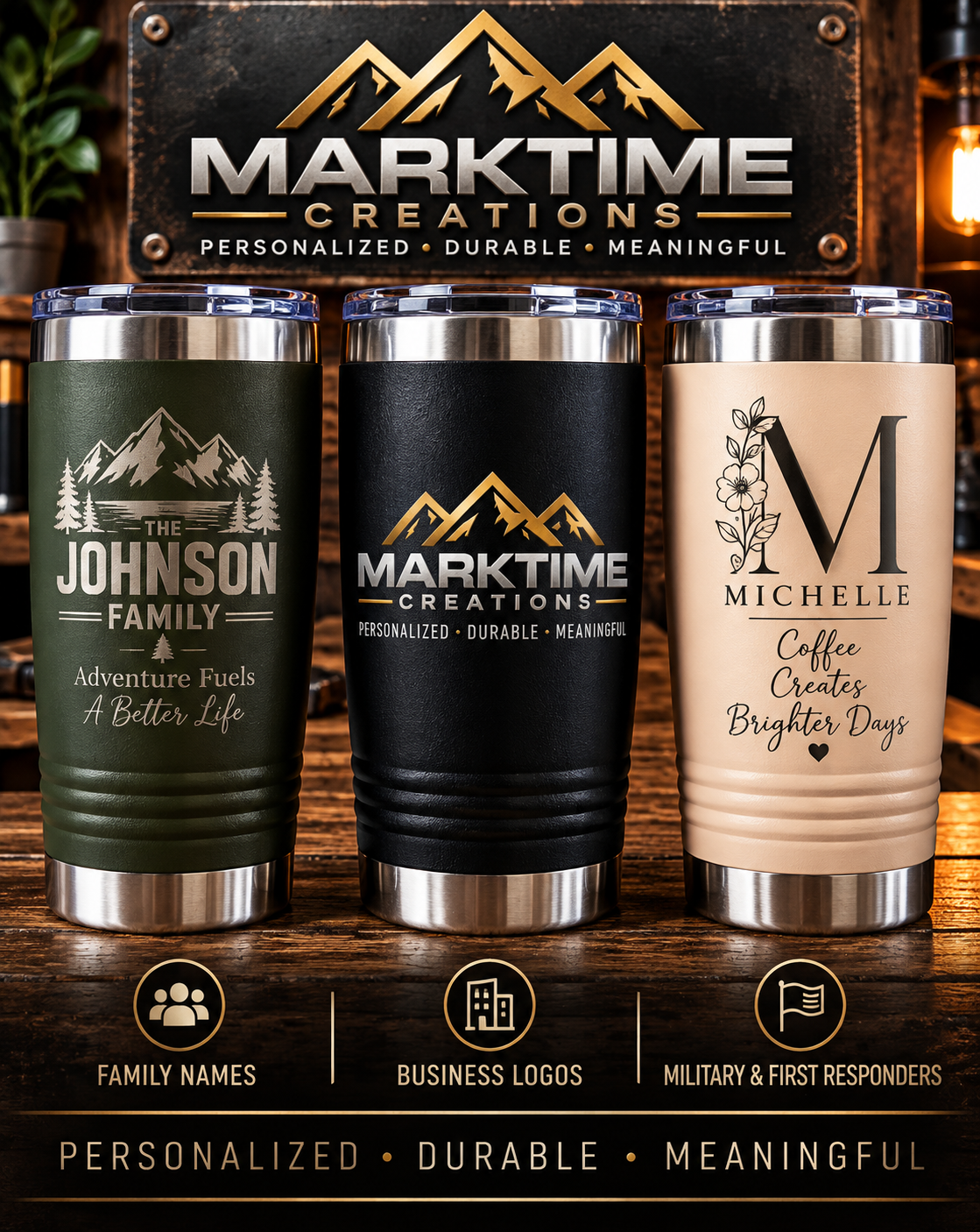 Custom Laser Engraved Tumbler – 20 oz