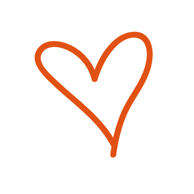 A black background with an orange outline of a heart.