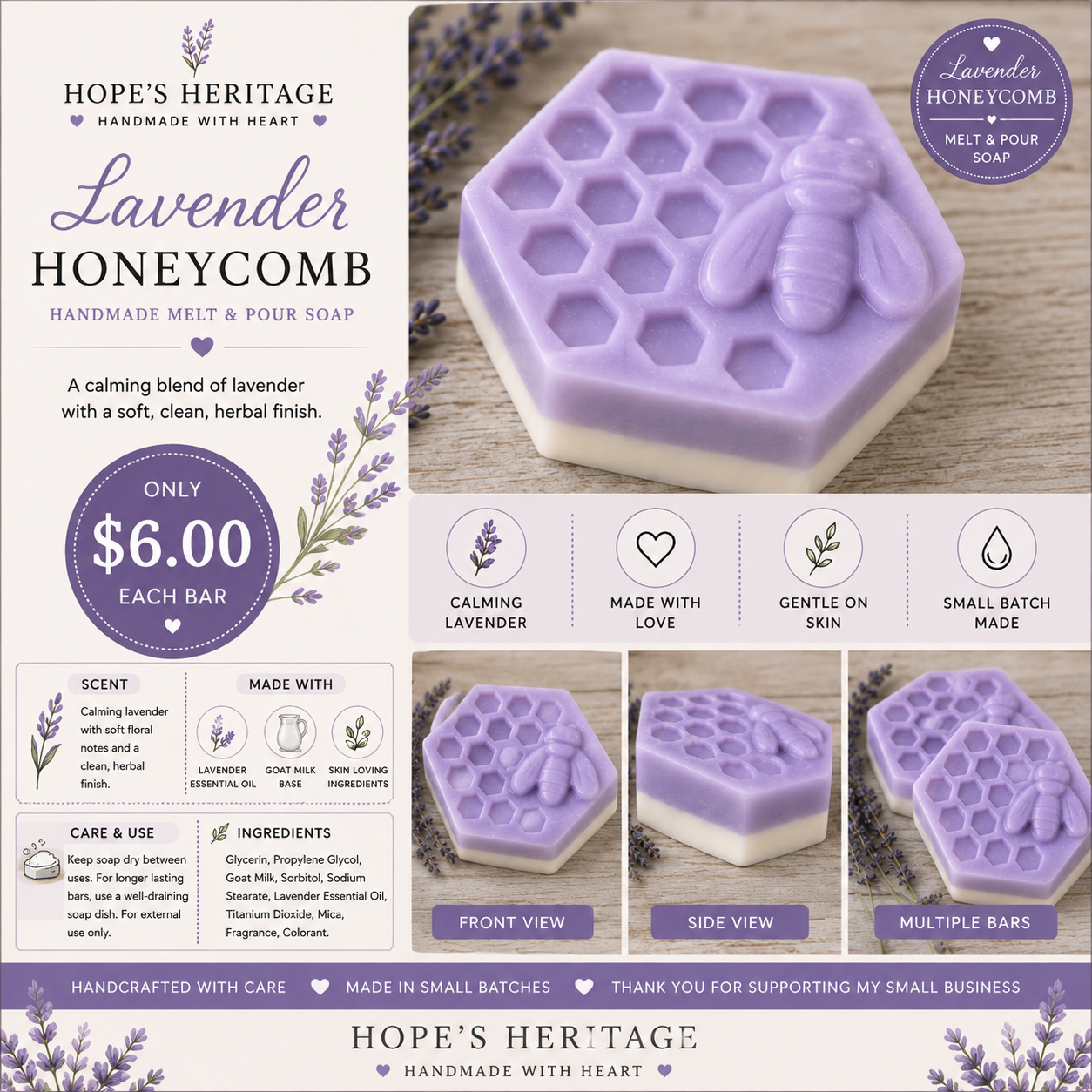 Lavender Honeycomb Honeycomb Goat Milk Soap