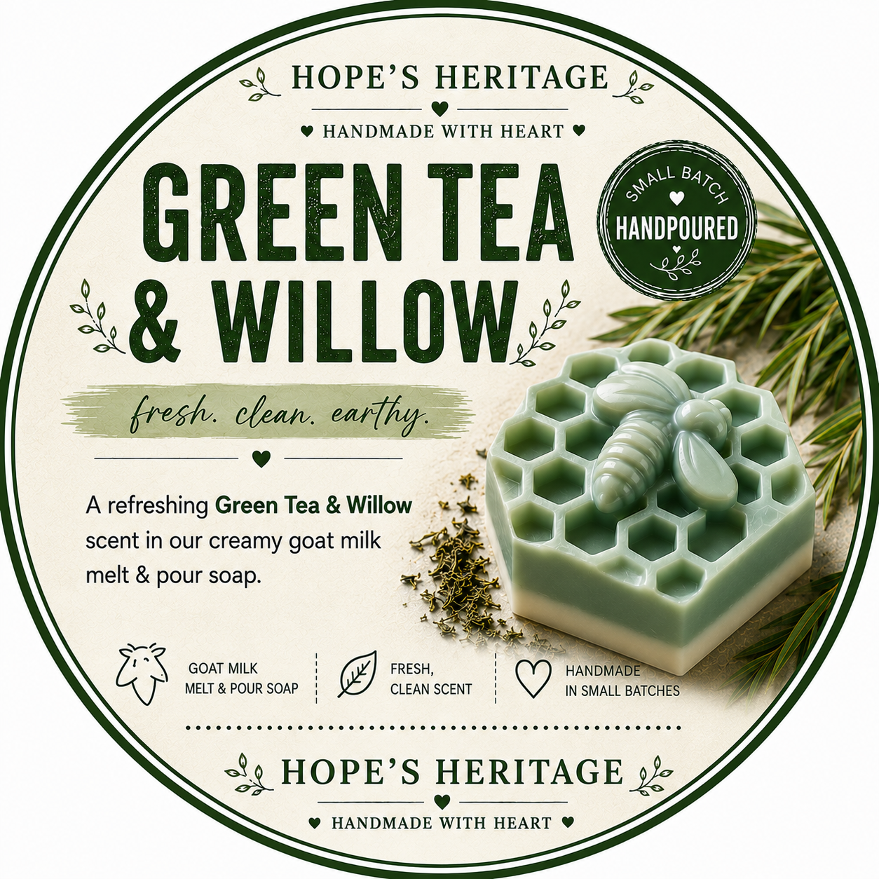 Green Tea and Willow Honeycomb Goat Milk Soap