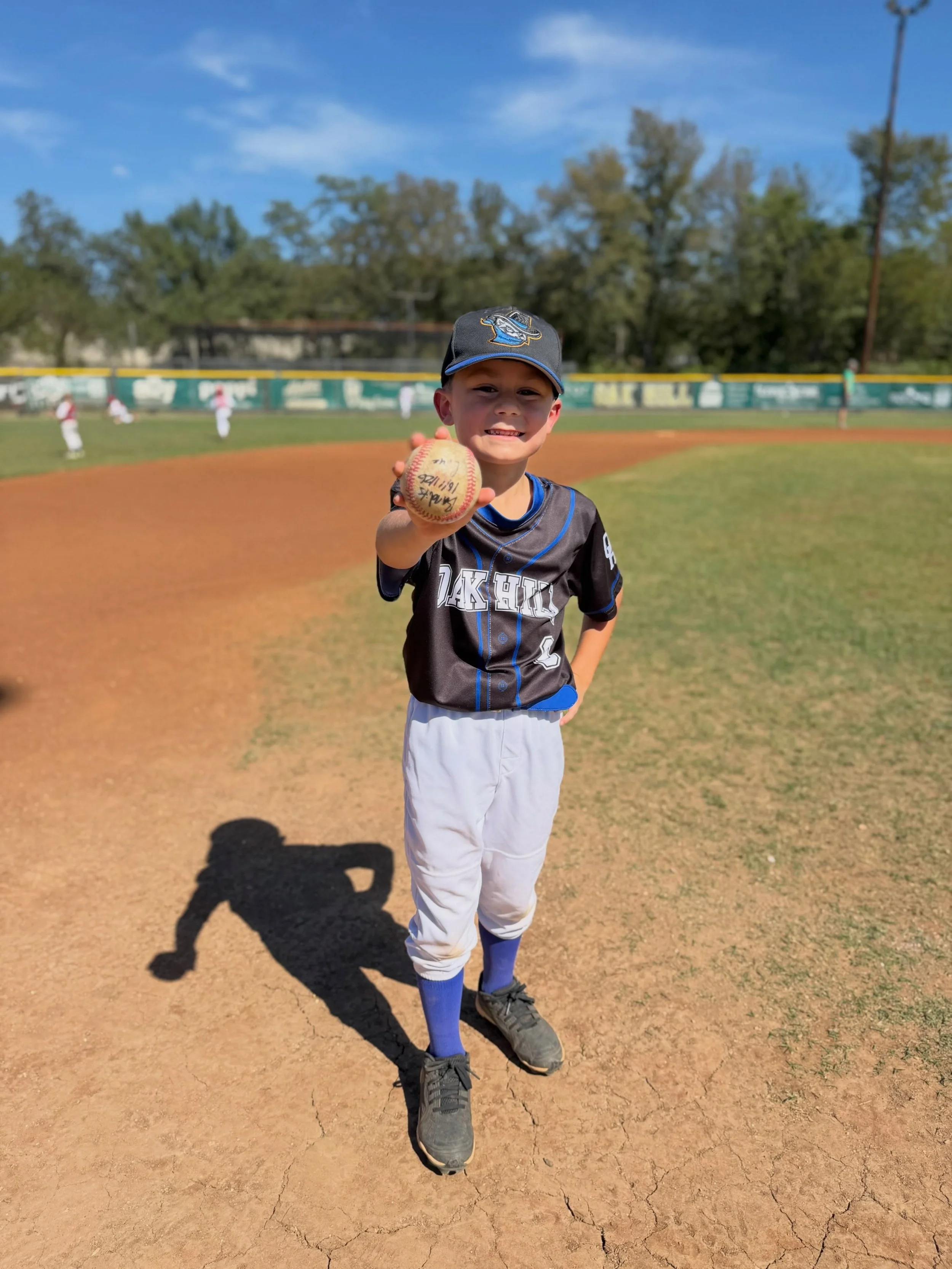 He got a the biggest hit of his little coach pitch career! #gameball