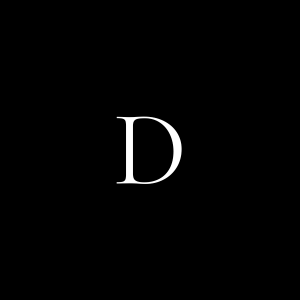 A black background with a white letter D centered in the middle.