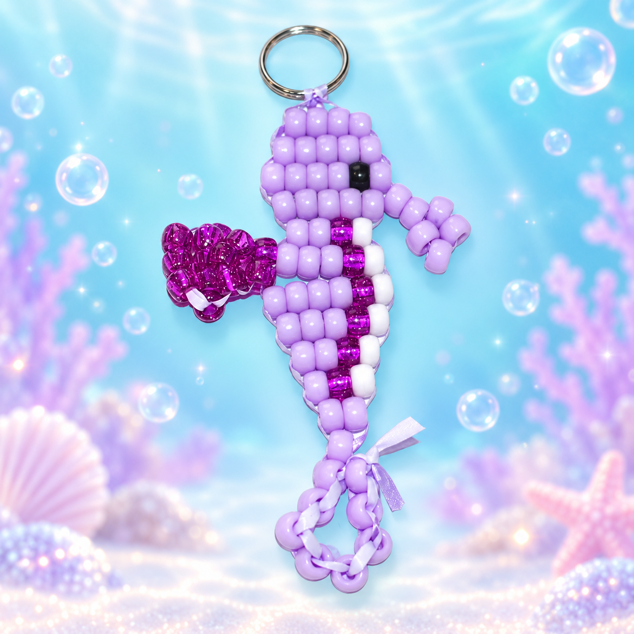 Seahorse Bead Keychain