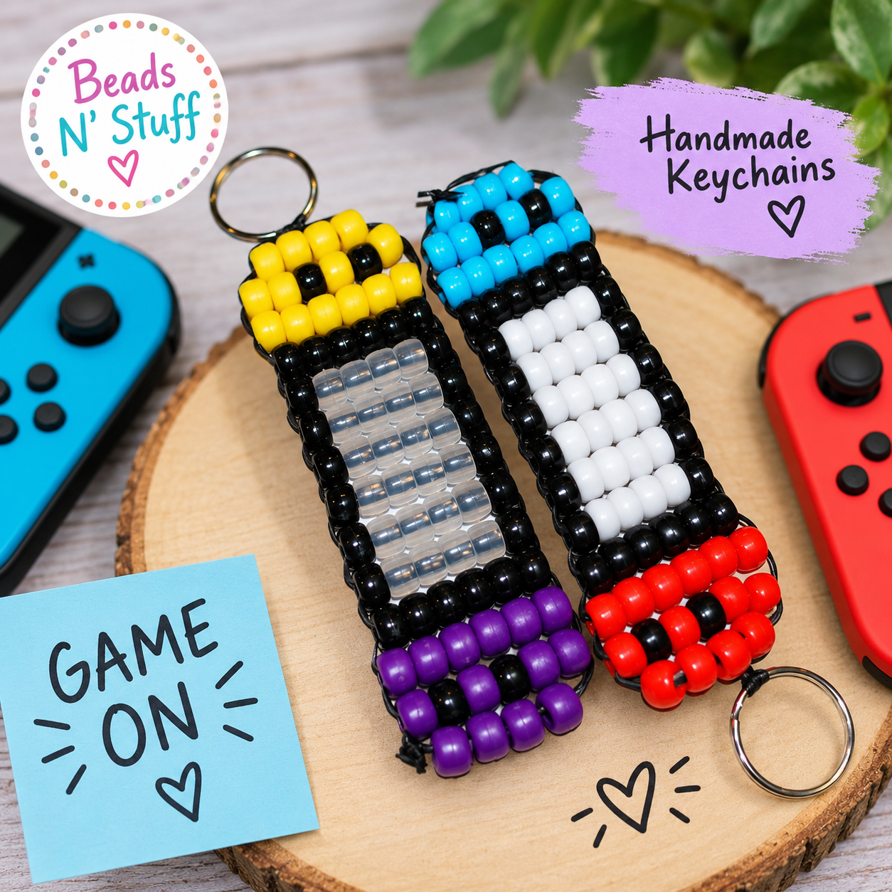 Beaded Game Console Keychain