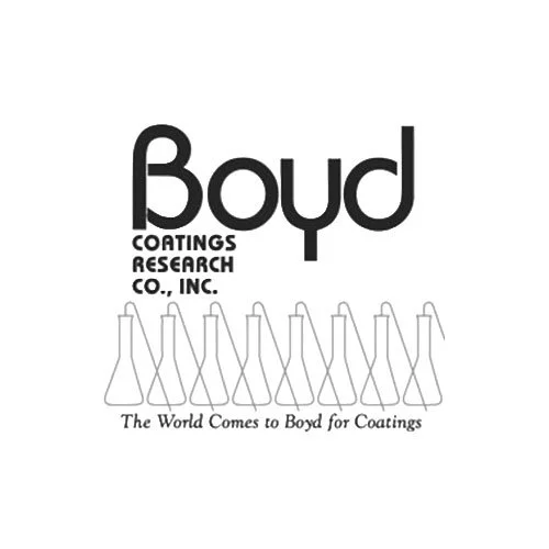 Boyd Coatings Research Co., Inc. logo with repeating laboratory flask outlines and the tagline “The World Comes to Boyd for Coatings.”