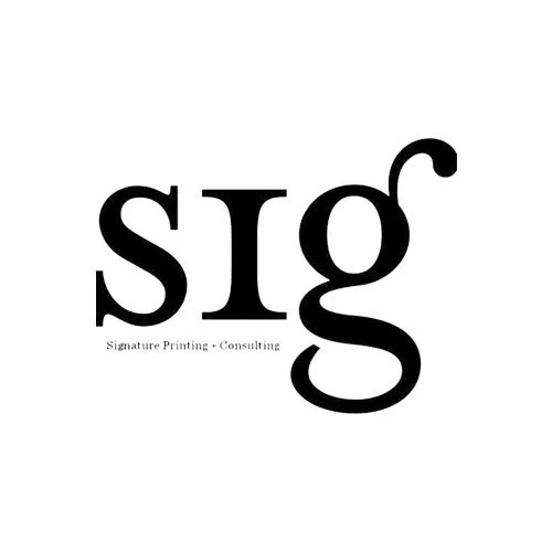 SIG logo with the tagline “Signature Printing + Consulting”