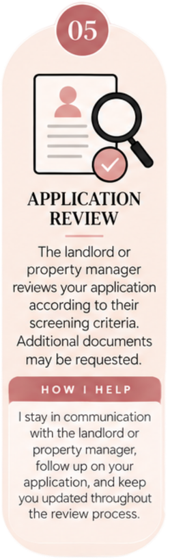Realtor assisting with communication and follow-up during the rental application review process.