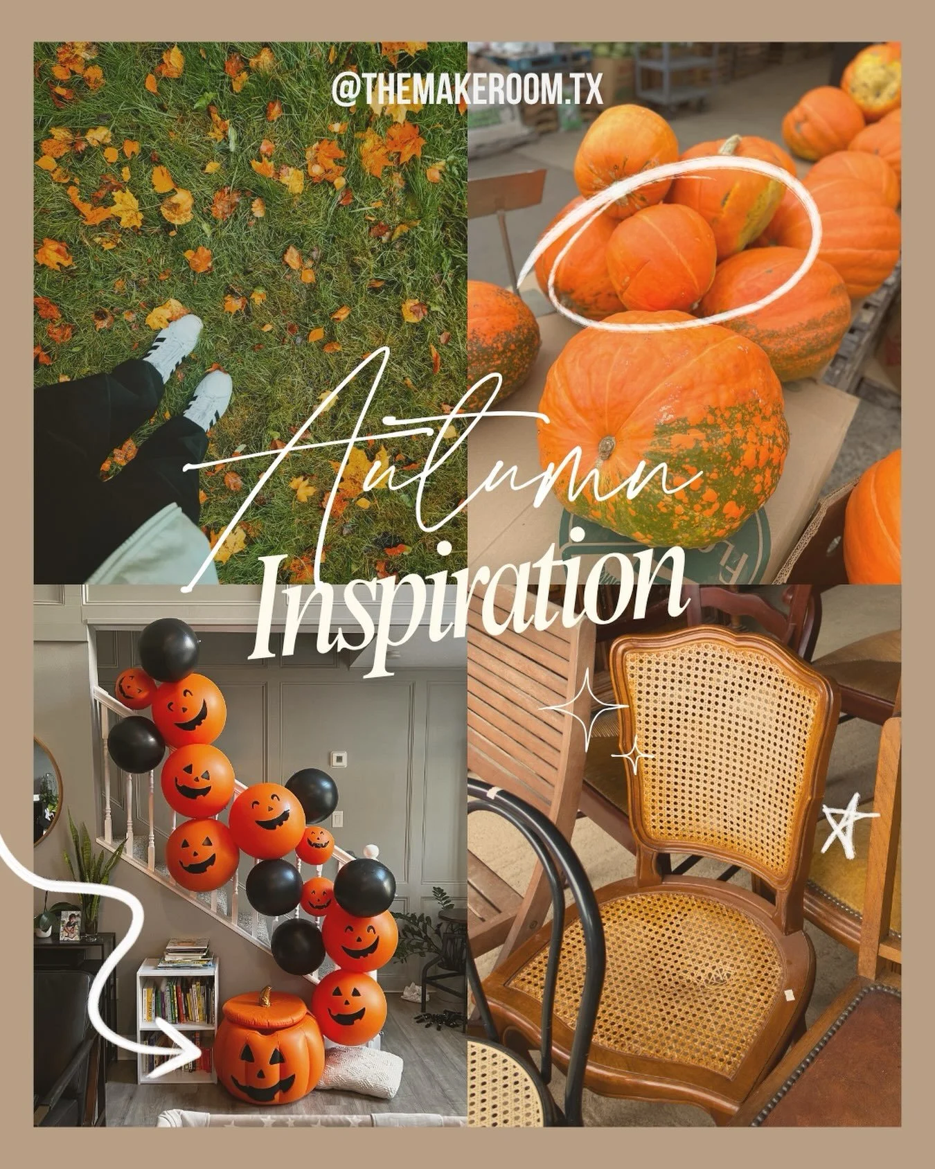 A few things making room for inspiration lately 🍂

Fallen leaves, pumpkins in the store, a wonderfully easy Halloween inflatable display (from @minnidip ) and a thrifted rattan cane chair that had us mentally decorating an entire room. 🤎

We&rsquo;