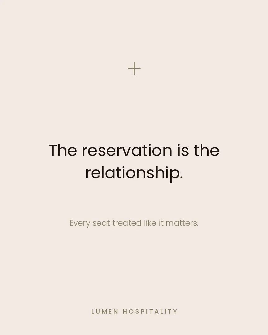 The reservation is the beginning of the relationship ✦

At LŪMEN, we help manage the guest journey from the very first point of contact to the moment they choose to return.

Because the goal isn't simply to fill a table. It's to create a thoughtful, 