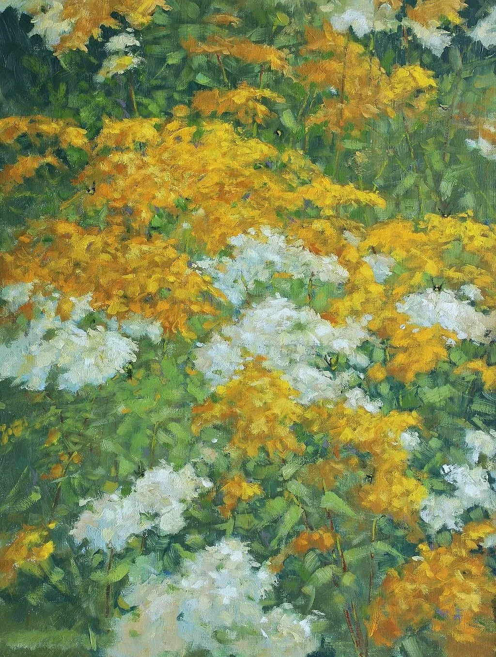 

"Meadow Reel"
(Goldenrod and Mountain MInt) 

 ©Patricia Scarborough

My garden is busy in late summer with warming blossoms and honey making.

24x18   $1800