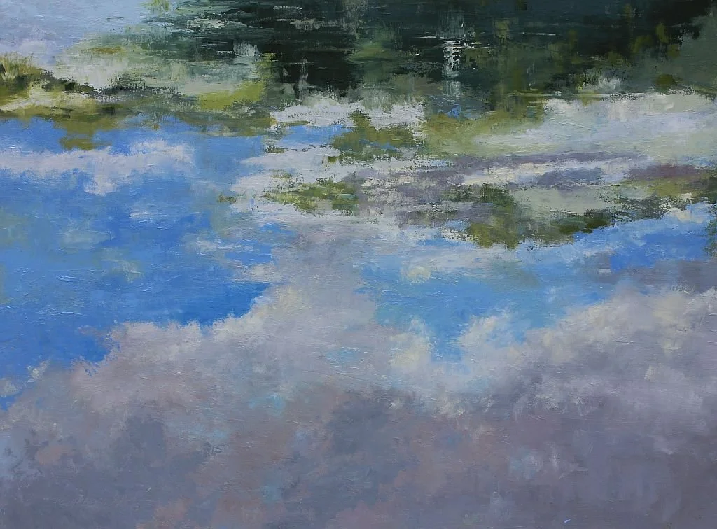 "Reverie"

  ©Patricia Scarborough

Crossing over a pond near our home I cannot help but stop and watch the sky in the water's surface.

30x40 oil   $4200

Available through SNW Gallery, Manhattan, Ks.