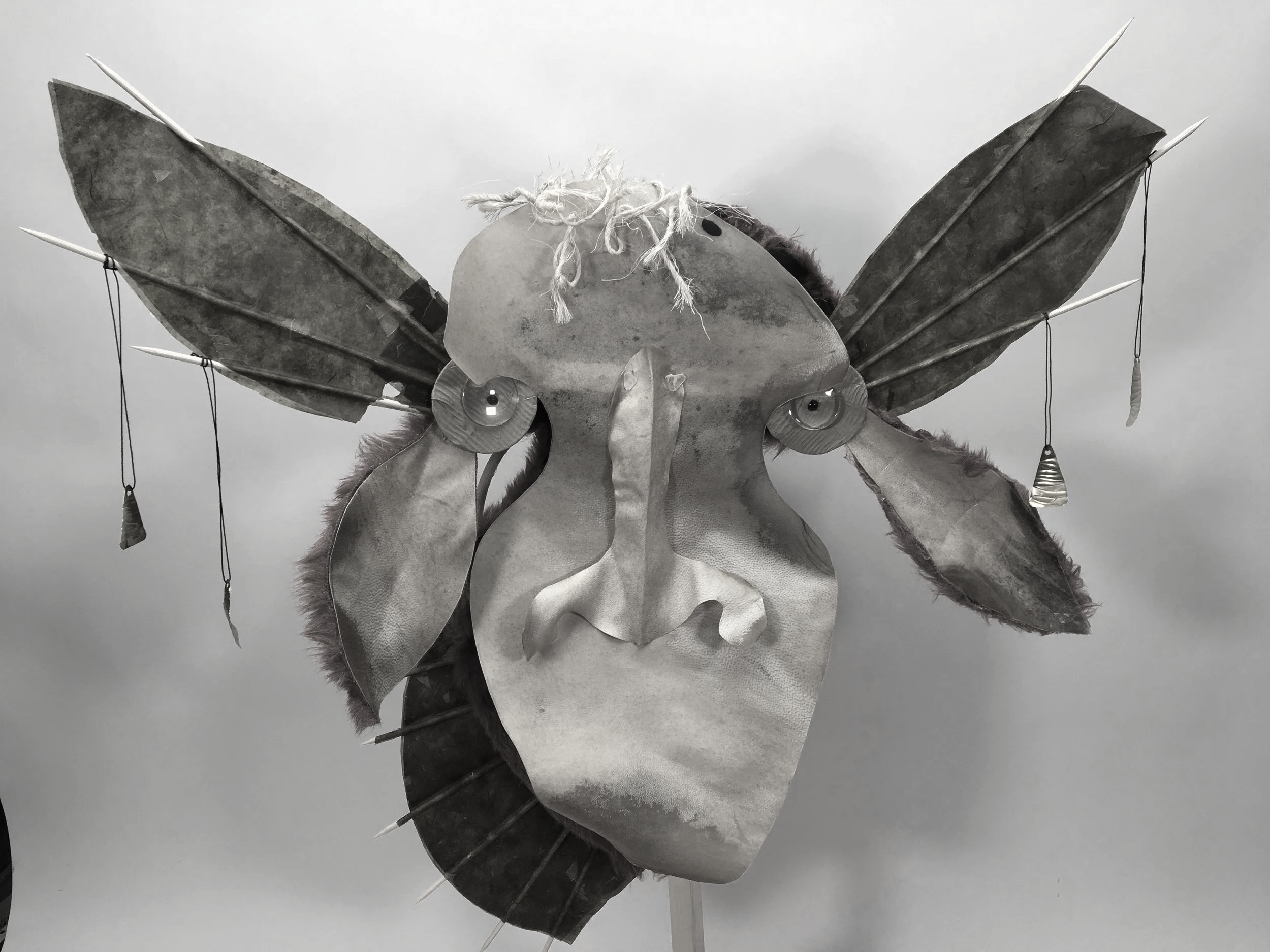Odd looking puppet imaginary animal with rawhide  face