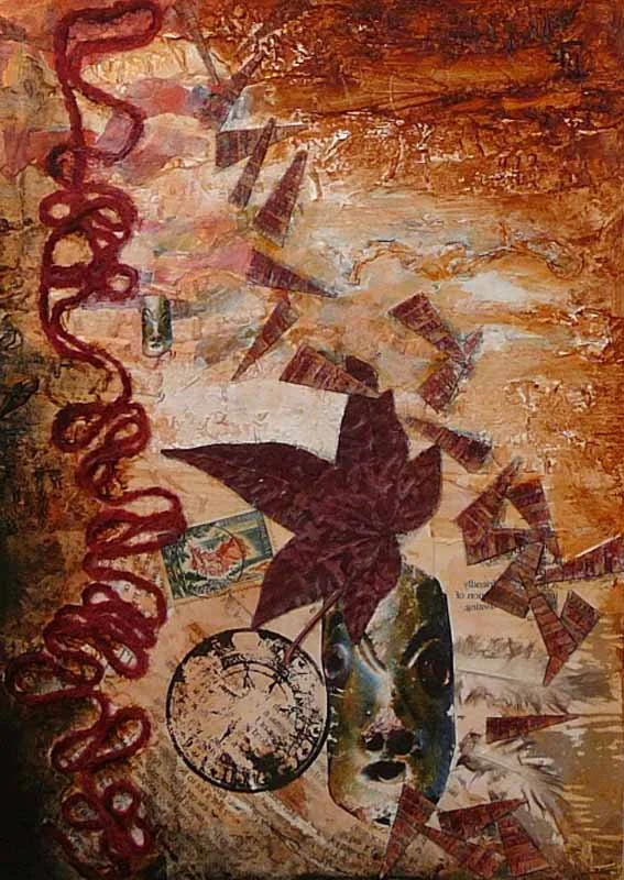 BROWNED LEAF ... Just playing around with textures and shades of brown, stamps leaves, etc.