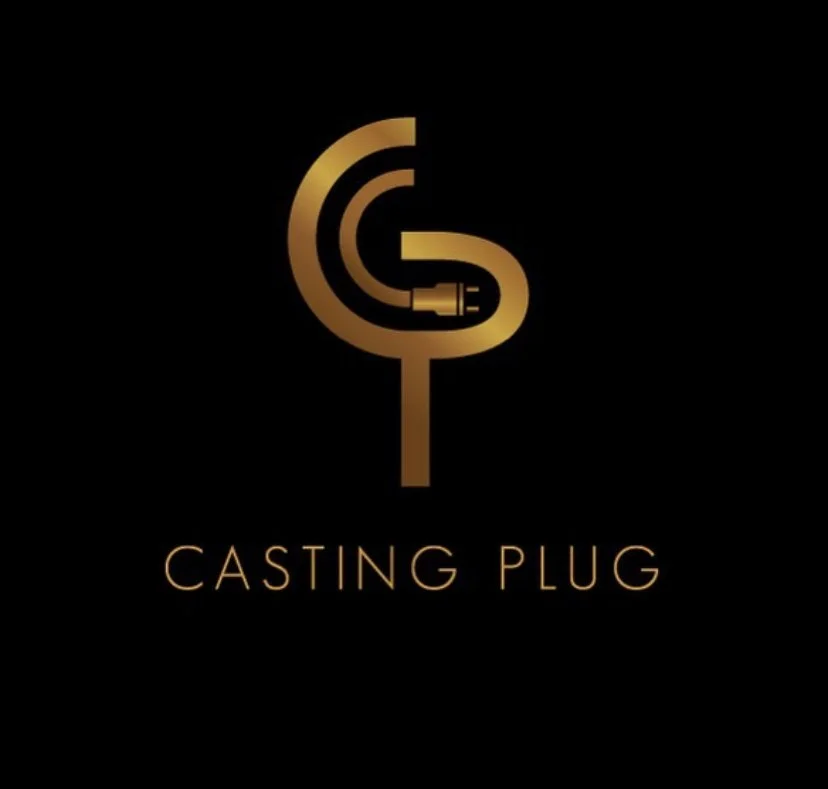 Gold logo resembling a microphone or casting plug with the words 'CASTING PLUG' beneath it, all on a black background.