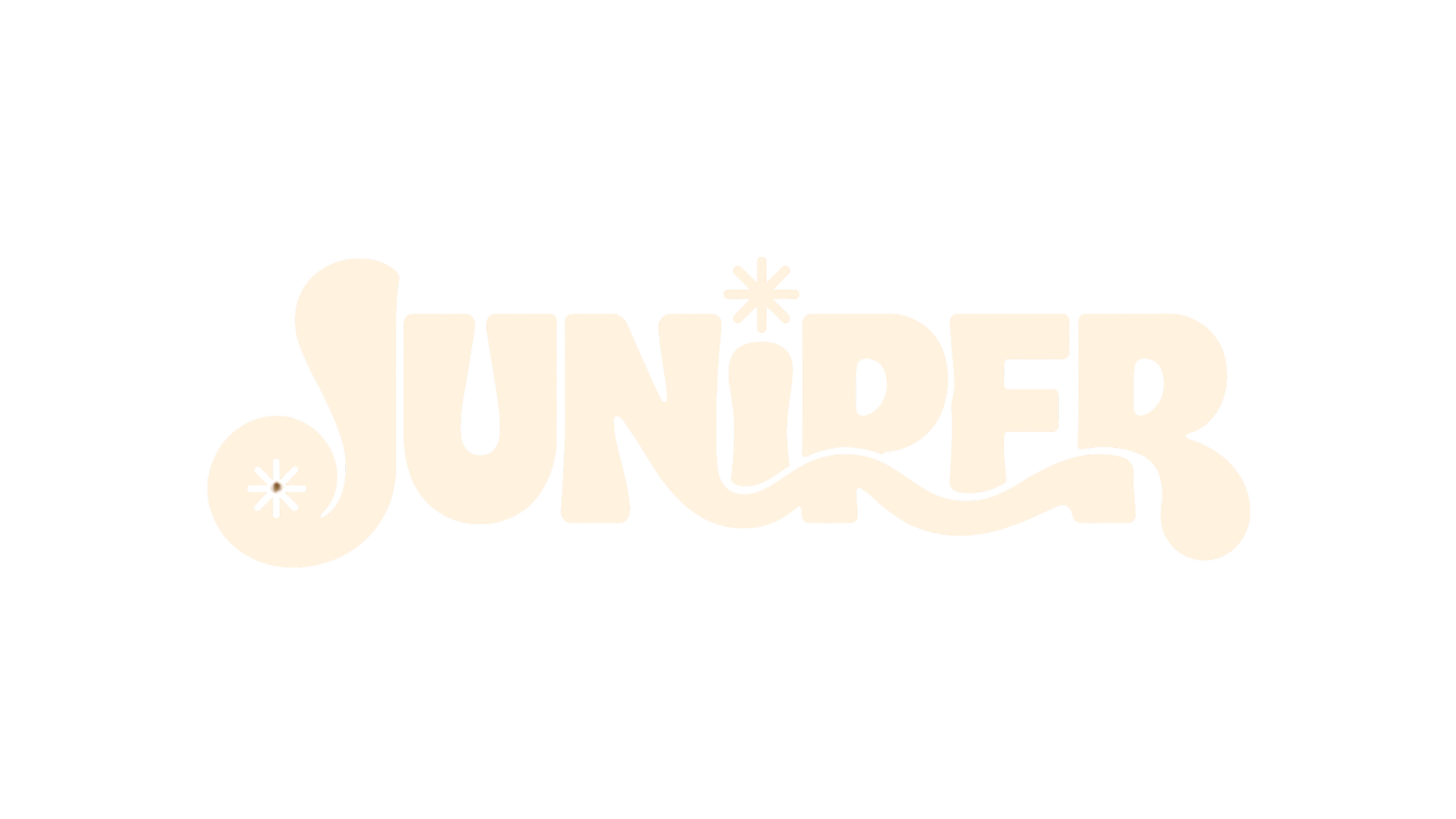 Cream-colored LOGO that says 'JUNIPER'