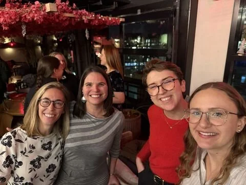 WCF members reconnect at the Moxy reception.