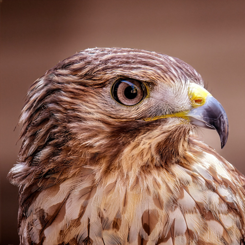 Close-up portrait of a Red-tailed Hawk at Mammoth Hot Springs in Yellowstone National Park, photographed by Tom Lance.