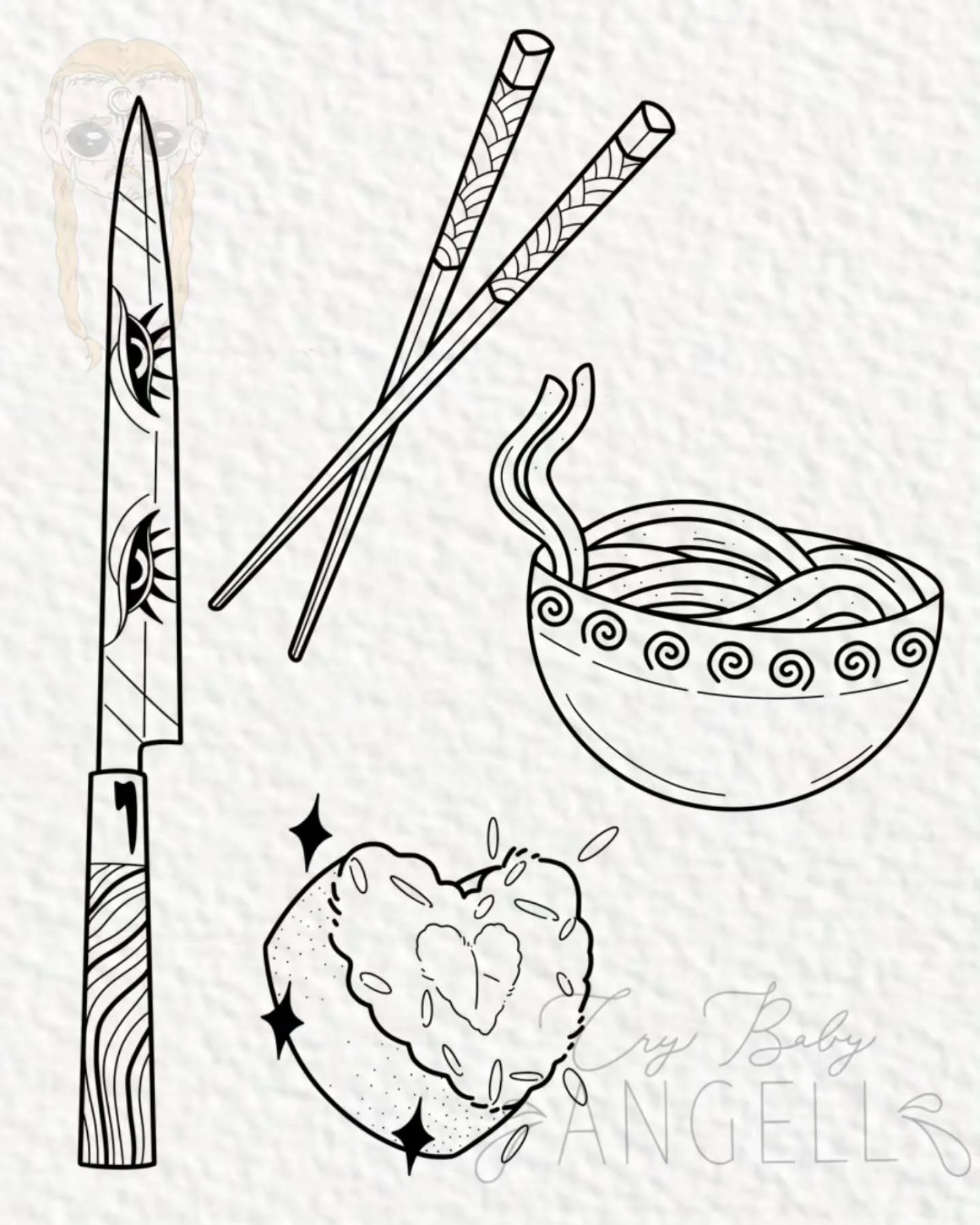 ‼️NEW AVAILABLE FLASH DESIGNS‼️

Ever get an art block that is only solved by eating some good food? Me too! Which is why I now present to you a @tokyojoes inspired flash sheet. I ultimately really fell in love with all of these designs, so I'm makin