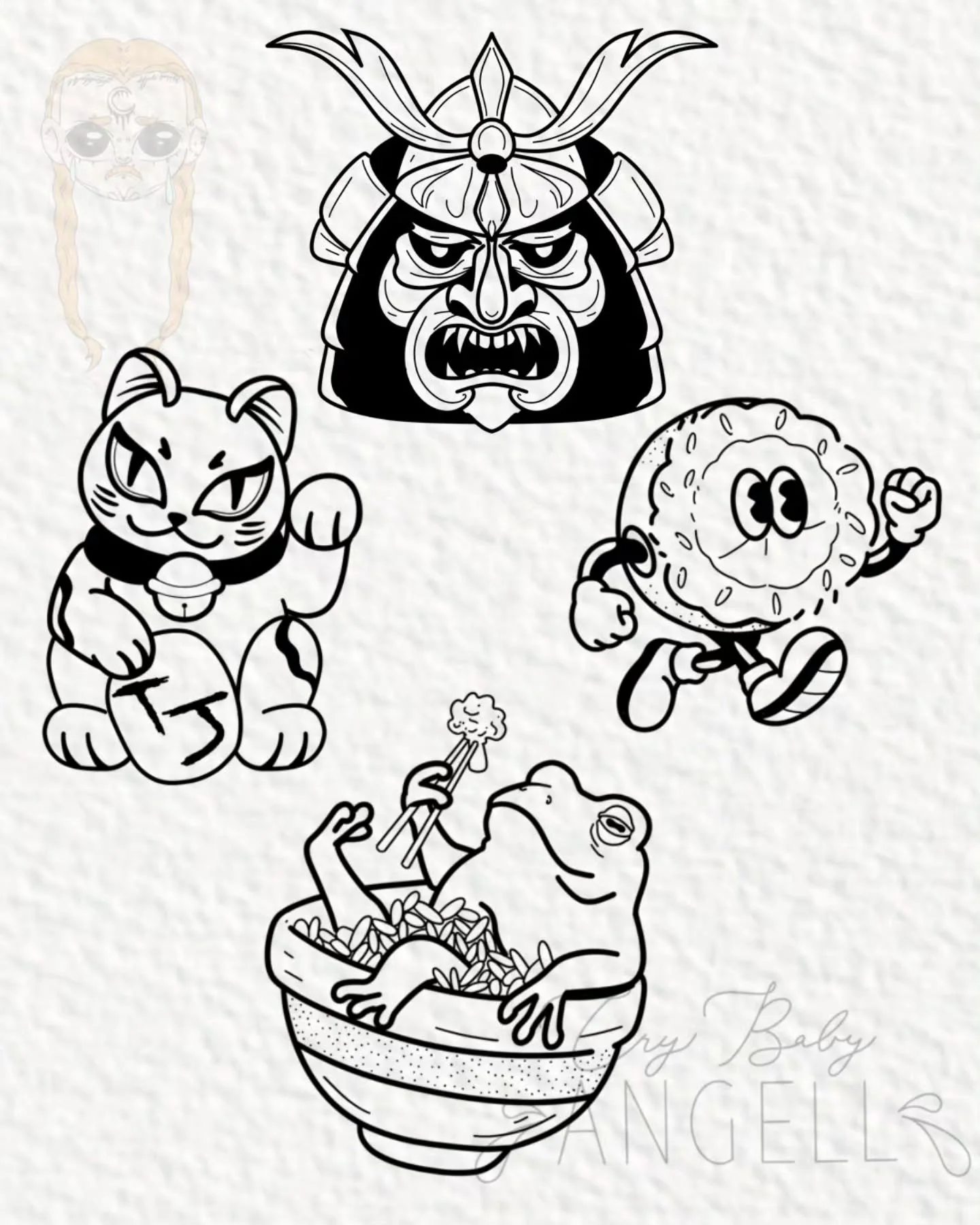 ‼️NEW AVAILABLE FLASH DESIGNS‼️

Ever get an art block that is only solved by eating some good food? Me too! Which is why I now present to you a @tokyojoes inspired flash sheet. I ultimately really fell in love with all of these designs, so I'm makin