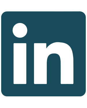 LinkedIn logo with white text on a blue square background.