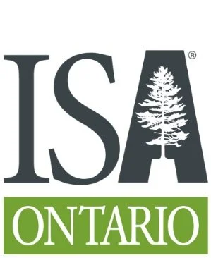 Logo of ISA Ontario with a black and white pine tree illustration.