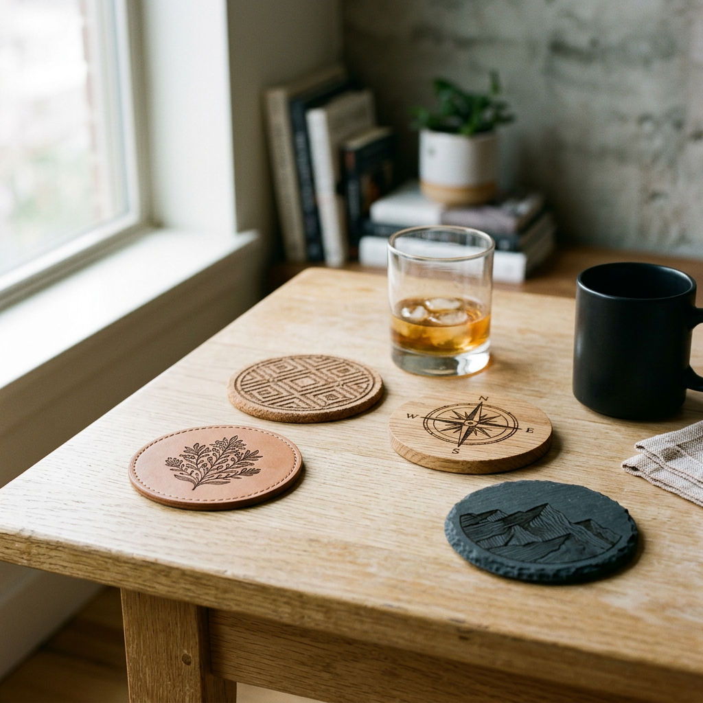 Exquisite Laser-Engraved Coaster Set