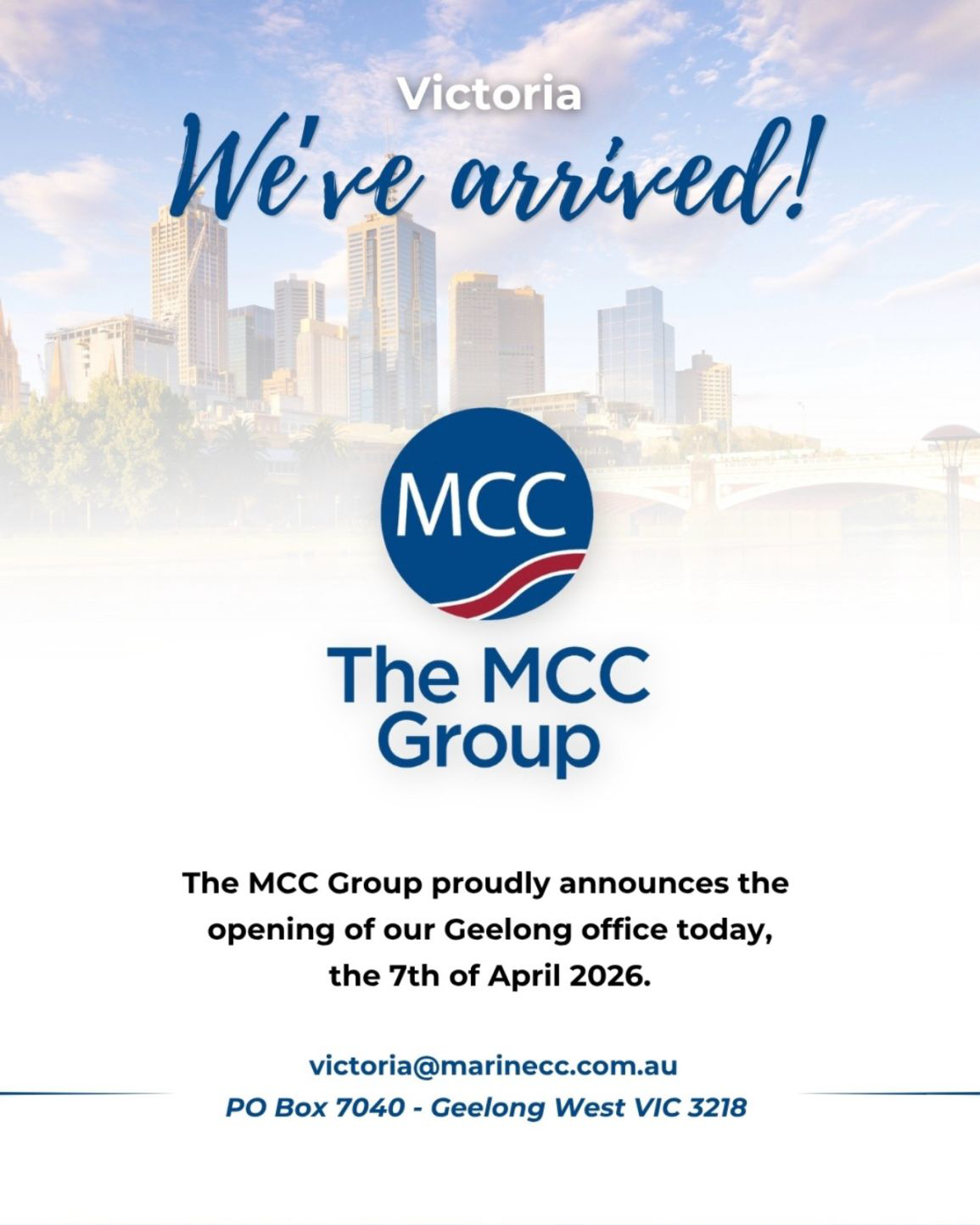 The MCC Group Arrives in Victoria