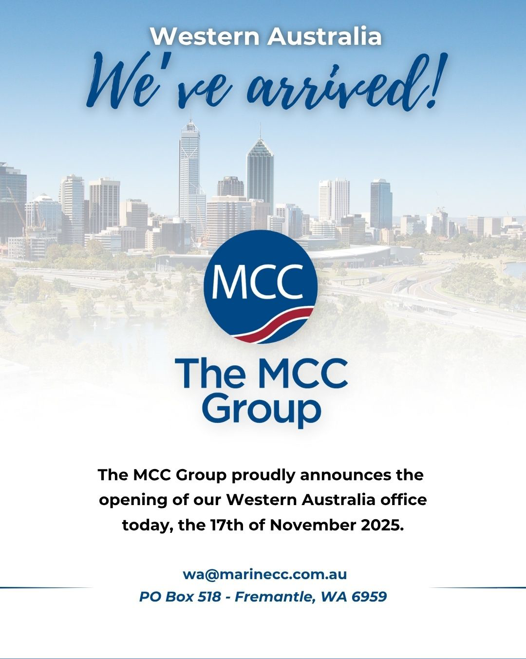 The MCC Group Arrives in Western Australia