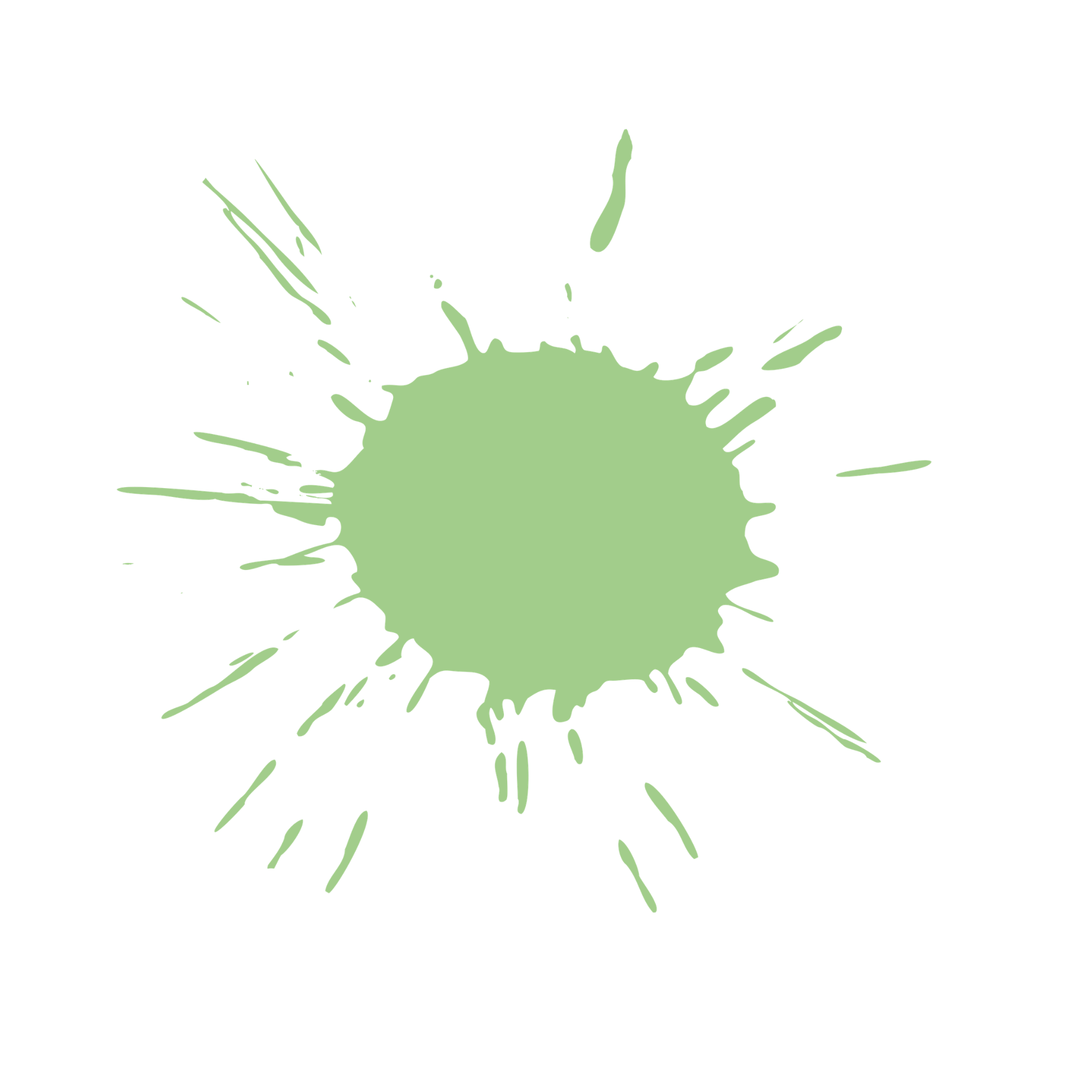 Light green paint splatter graphic on a black background