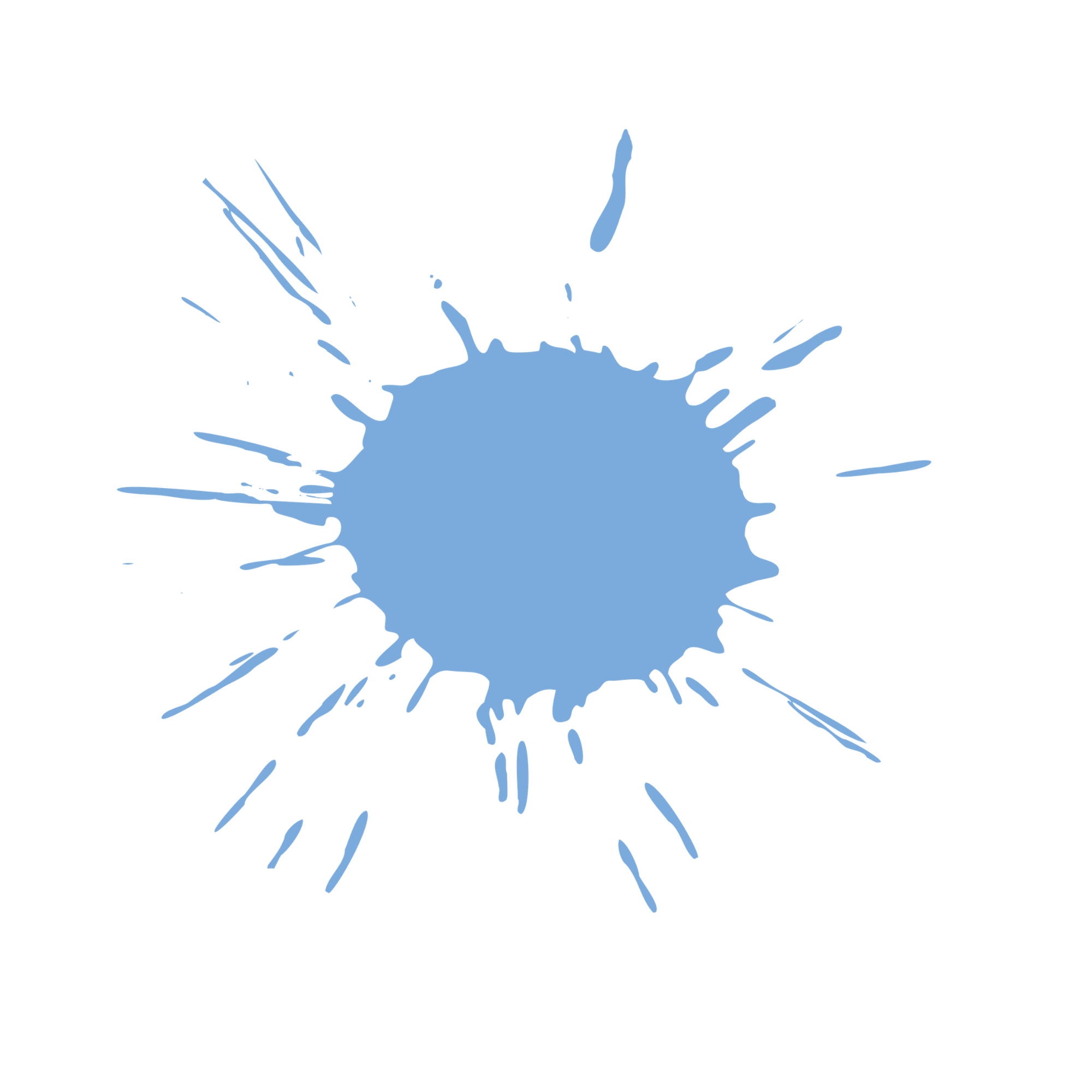 Blue paint splatter graphic on a black background