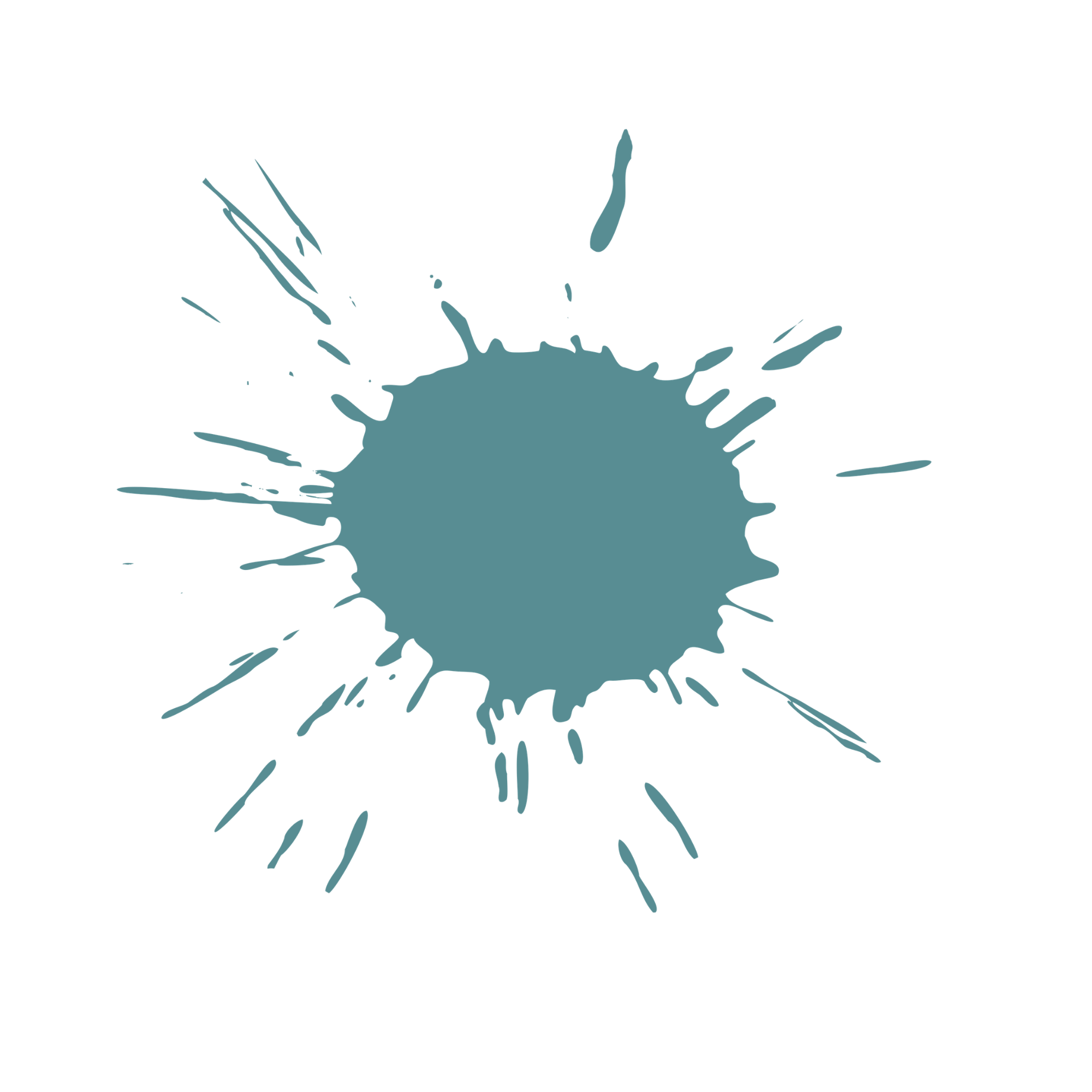 Blue paint splatter graphic on a black background
