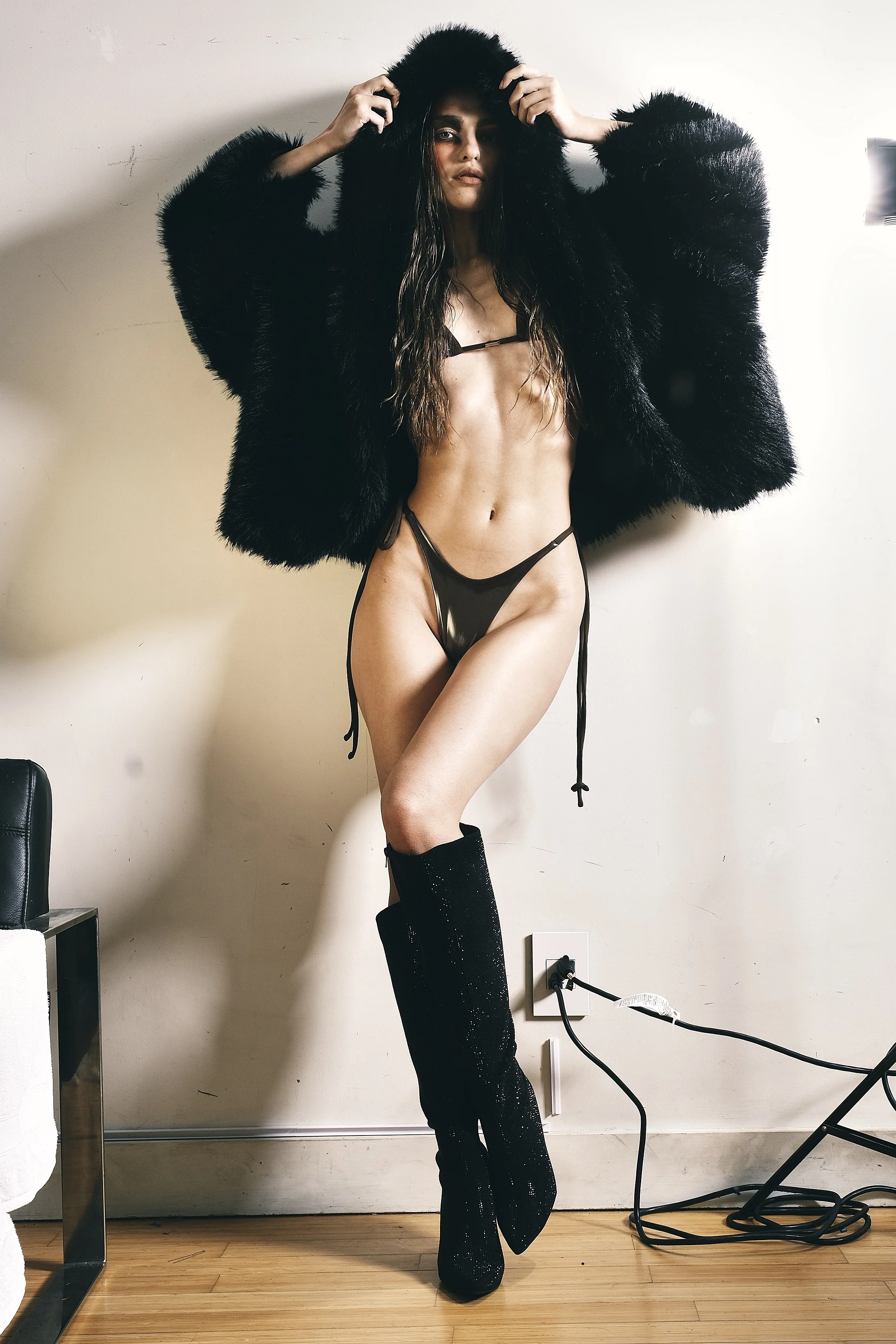 Blaine Faux Hooded Bomber Jacket