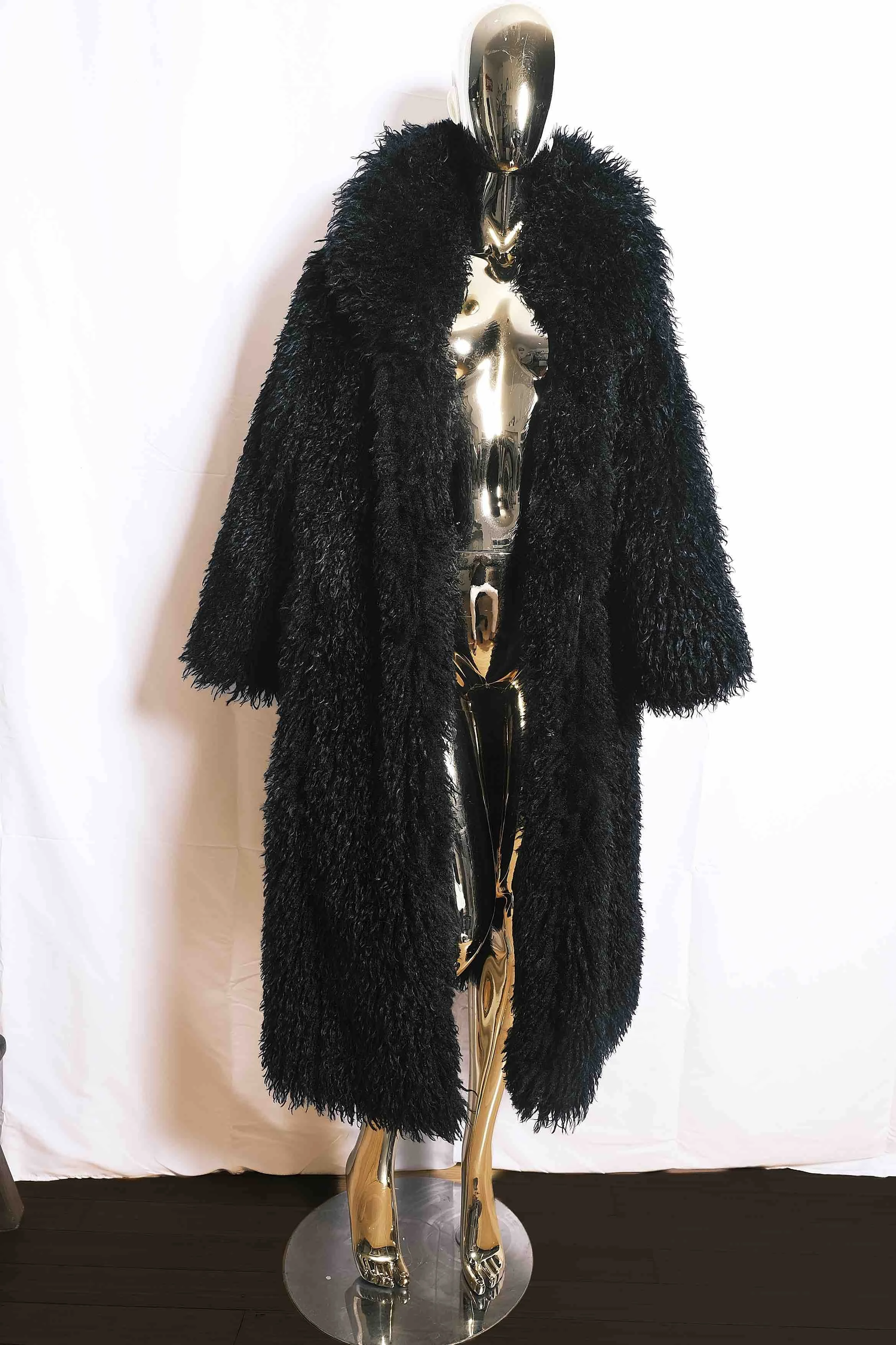 Plain Blaine Faux Ostrich Coat