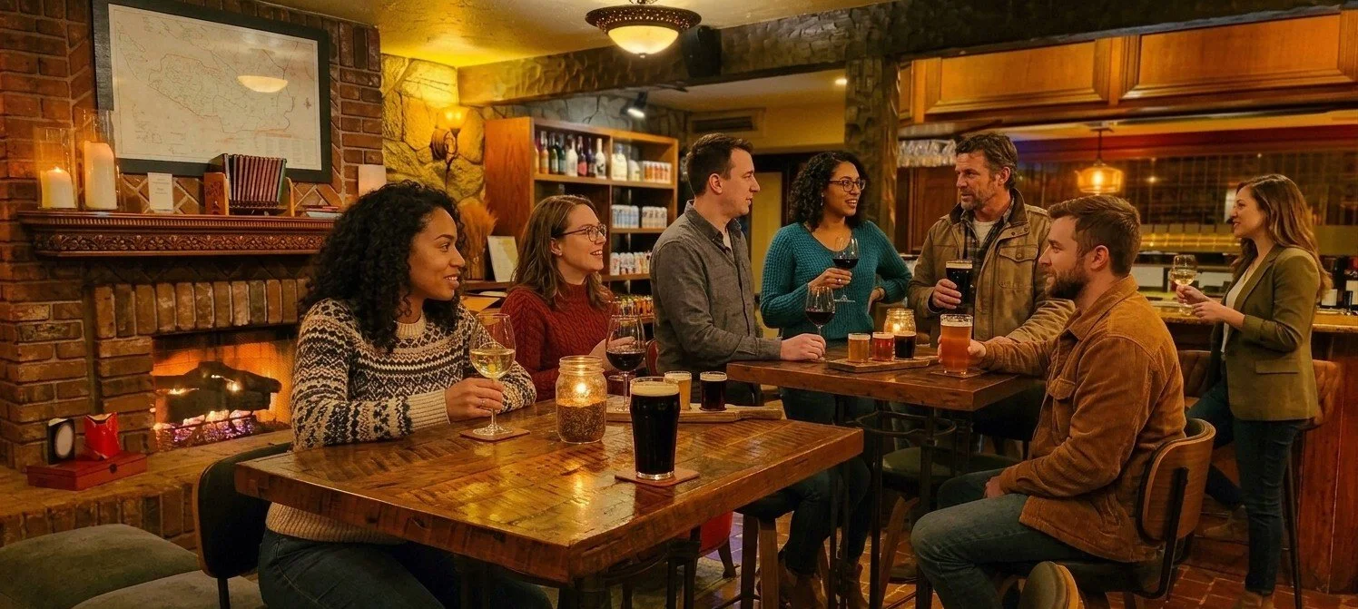 People enjoying beer and wine at the good life bar and tasting room