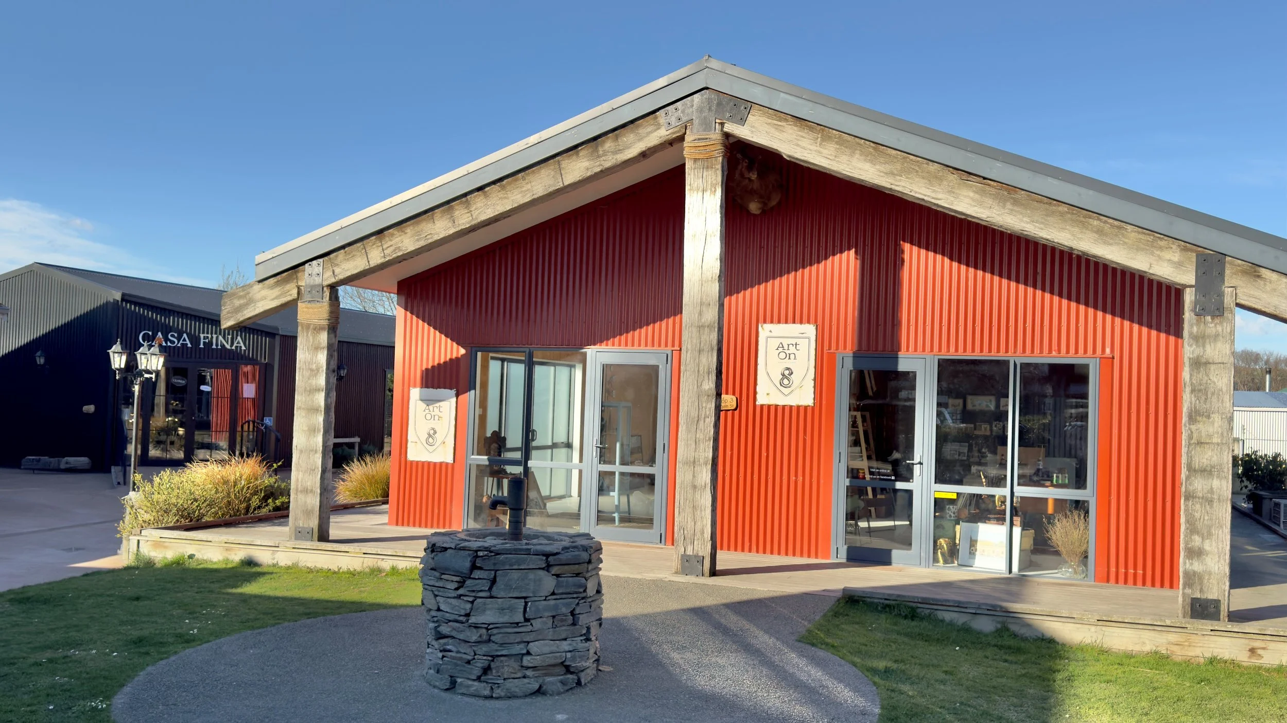 The home of Art On 8 Gallery and Gifts in Bobby Square, Fairlie, by the Fairlie Bakehouse.