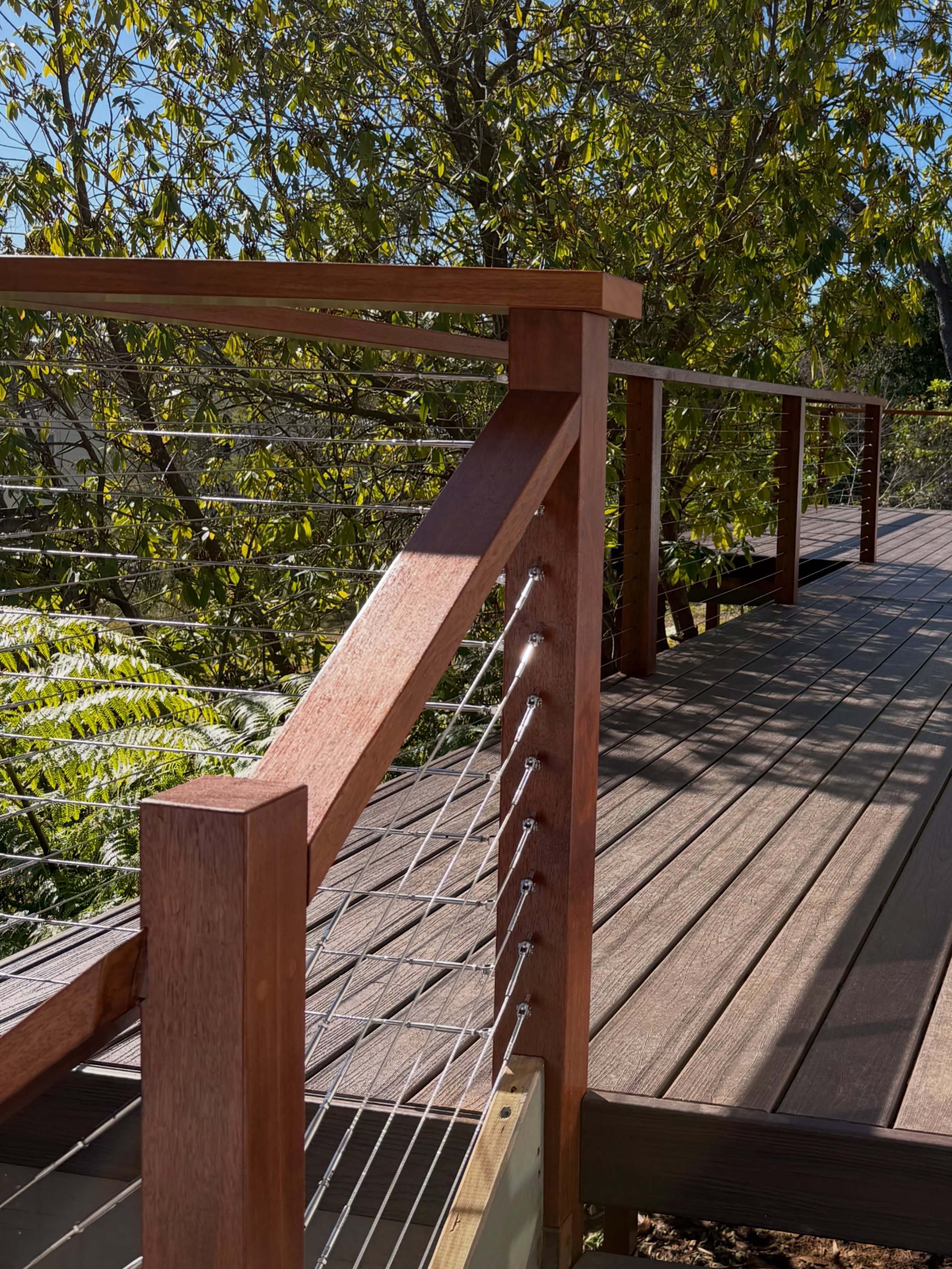 A new deck in Blackheath, replaced the original hardwood joists and pine decking that had reached the end of its life.

We upgraded the structure to long-lasting Boxspan joists and finished it with Trex Transcend composite decking which is a great op