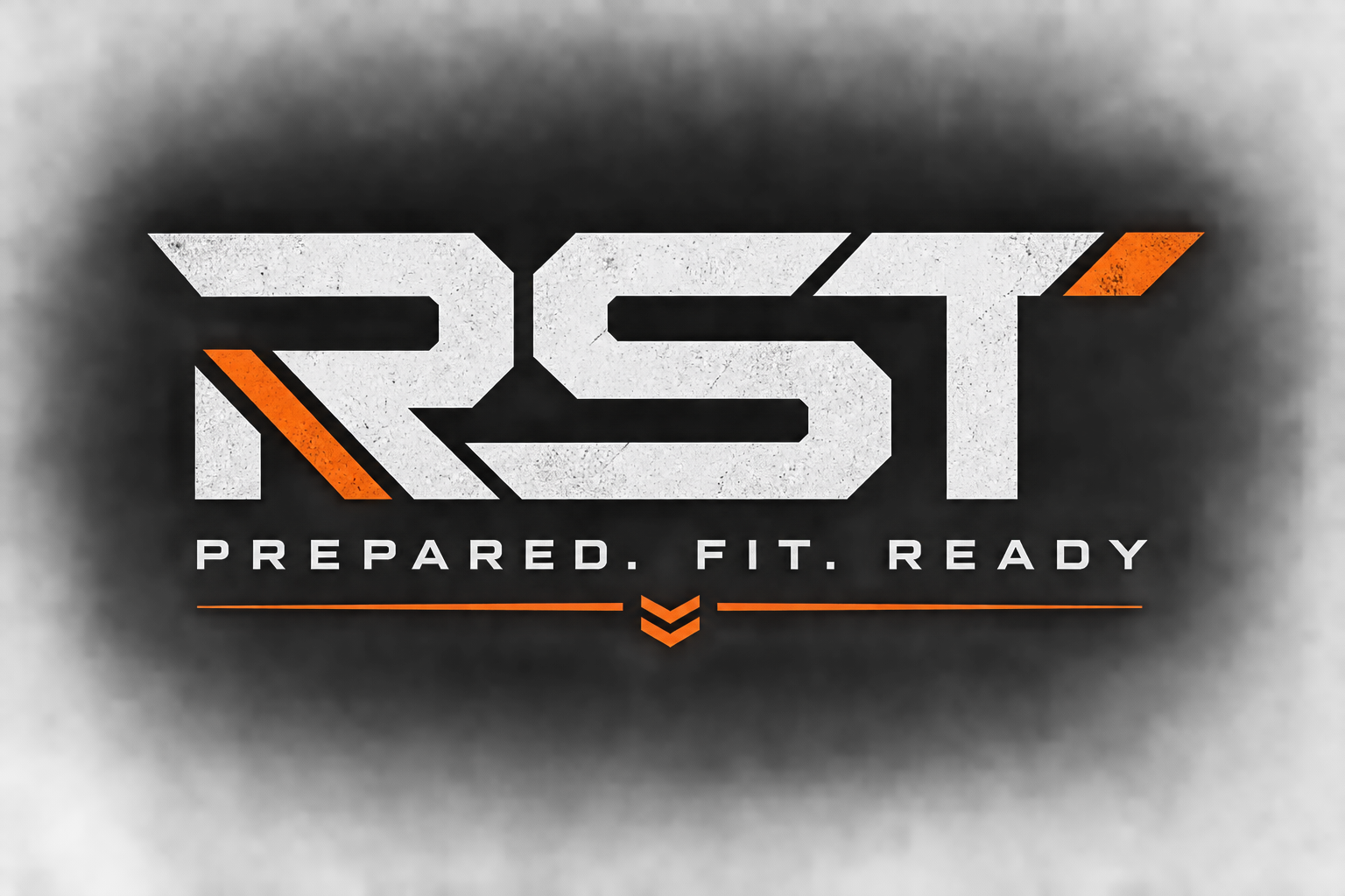 Logo with the letters RST in a bold, angular font with orange accents, accompanied by the tagline 'Prepared. Fit. Ready' and a graphic arrow design below, on a black background. #ReadyStateTactical