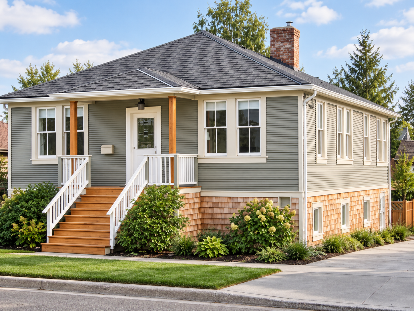 Renovated bungalow with timber entrance steps