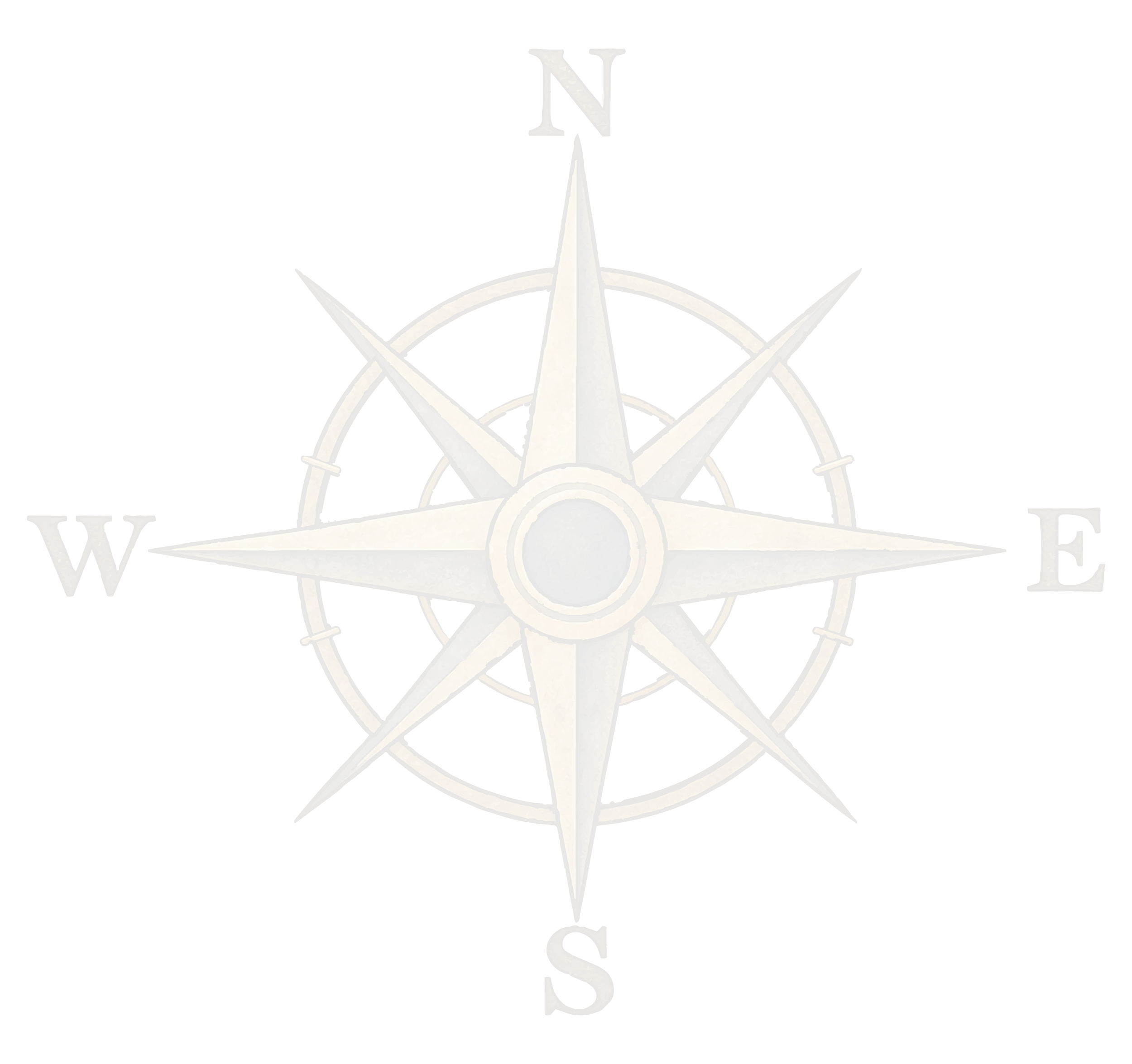 An ornate vintage navigational compass with gold-colored frame, compass rose, and a blank rectangular area for text.