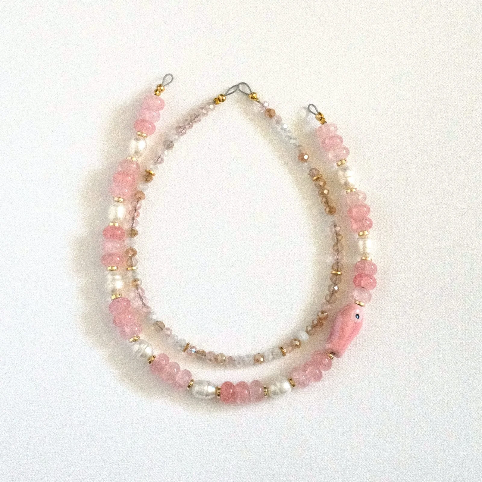 pink champagne — beaded phone charm