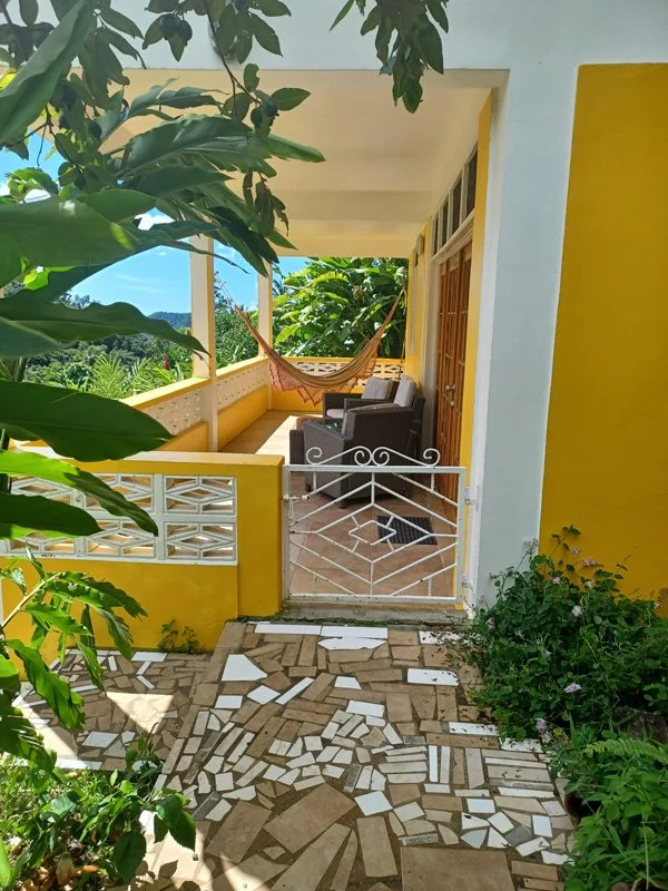View of the entrance to the Jungle View Studio at Mango Garden Cottages in Dominica