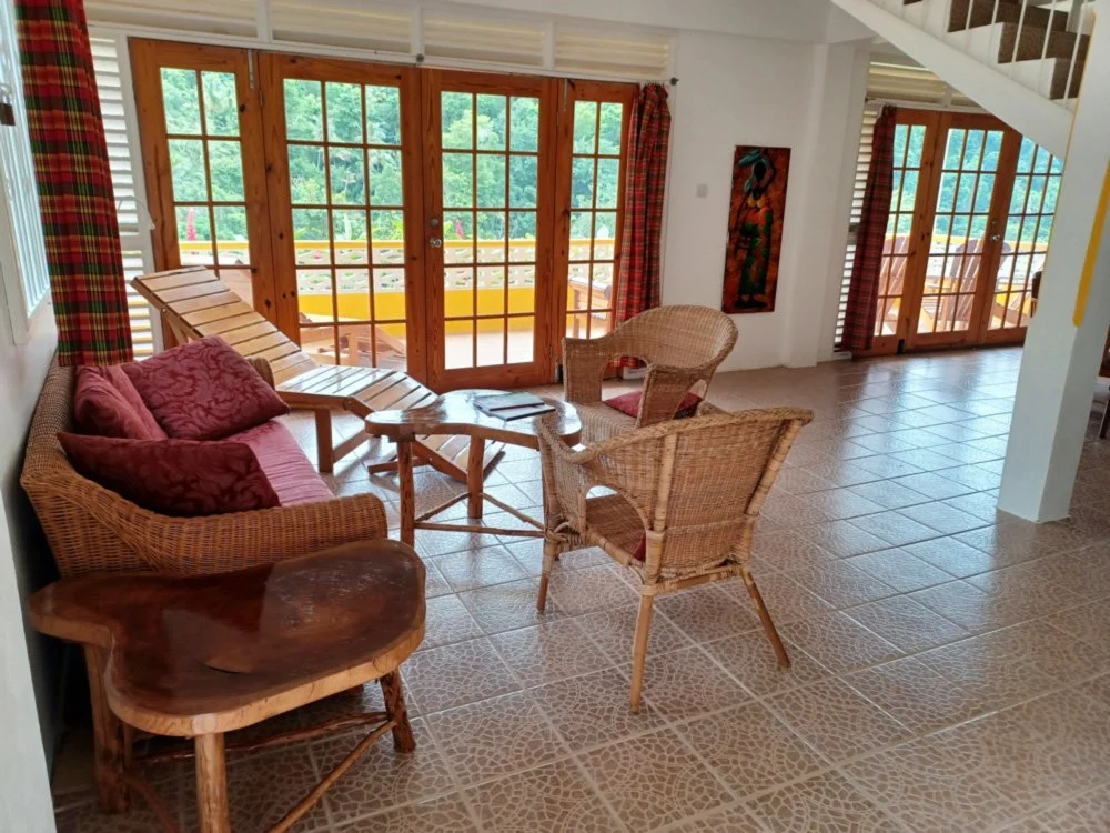 View of the living area in the Little Villa, Mango Garden Cottages, Dominica