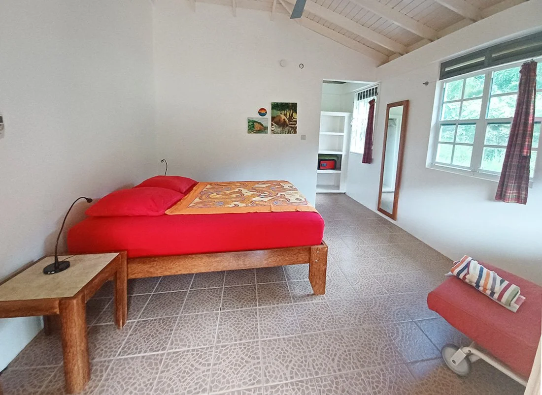 View of one of the bedrooms in the Little Villa, Mango Garden Cottages, Dominica