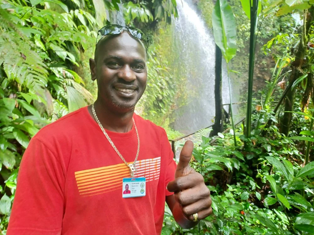 Eddison again, leading a hike through the rainforest