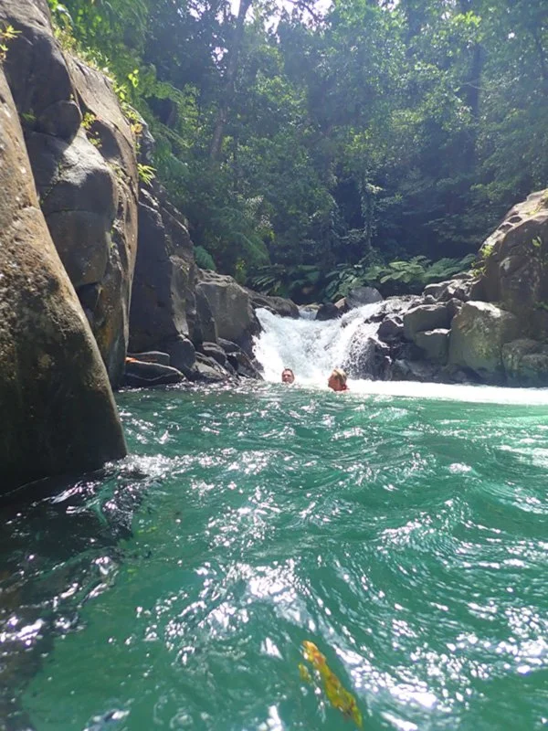 Some of our guests in Chaudiere Pool, part of one of the tours that Eddison leads, but also a fairly easy hike if you want to go there independently
