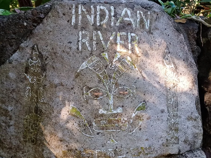 A marker stone on the Indian River