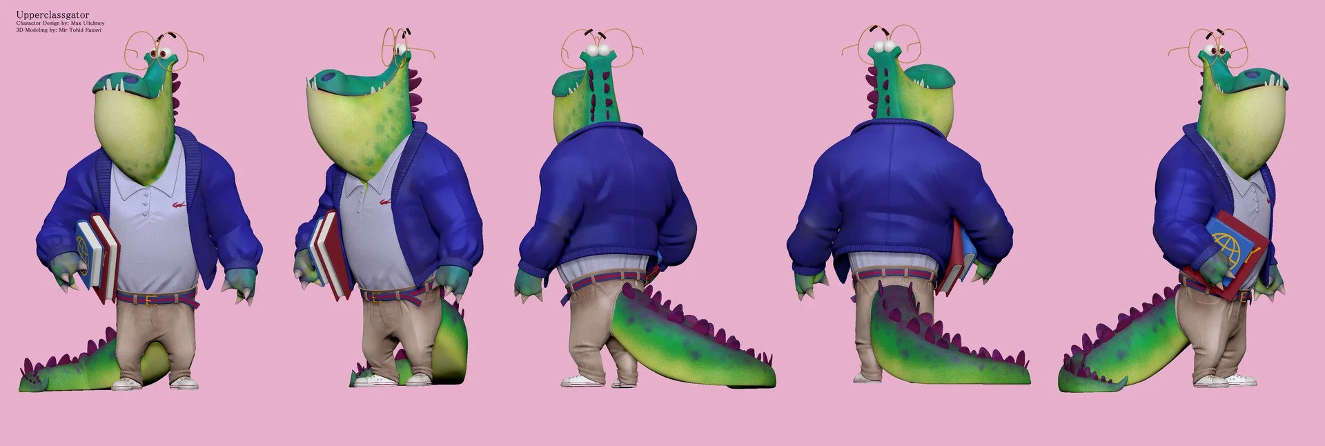 Upperclassgator — Originally designed by Max Ulichney. I worked hard to keep the likeness, shapes, and forms true to the design, and recorded a full-length time-lapse of the process.