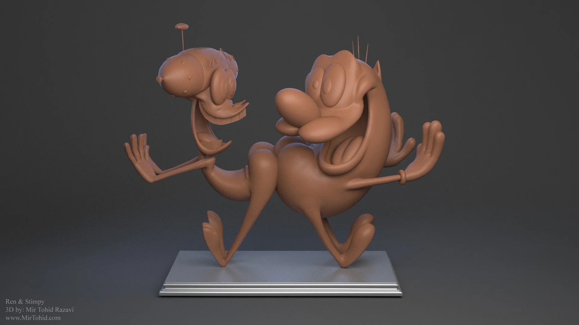 Ren & Stimpy** — I fell in love with the joy and energy of these characters and sculpted a 3D version of them in ZBrush.
