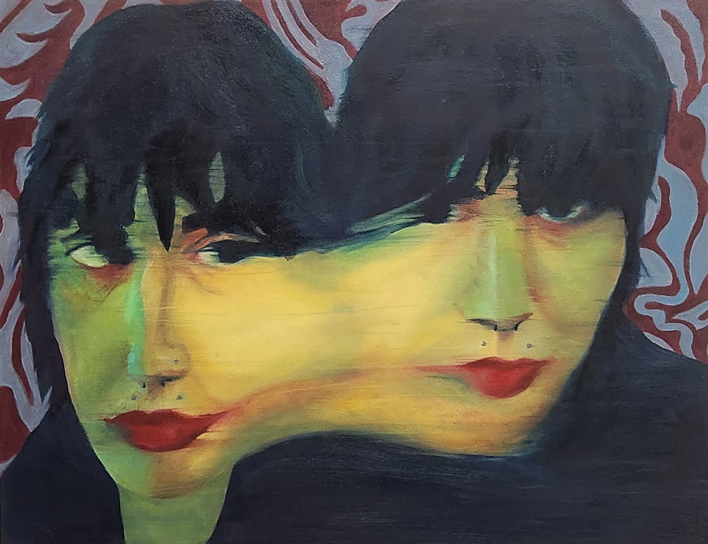 Split Signal, 2024, Oil on Canvas, 26 x 20 inches